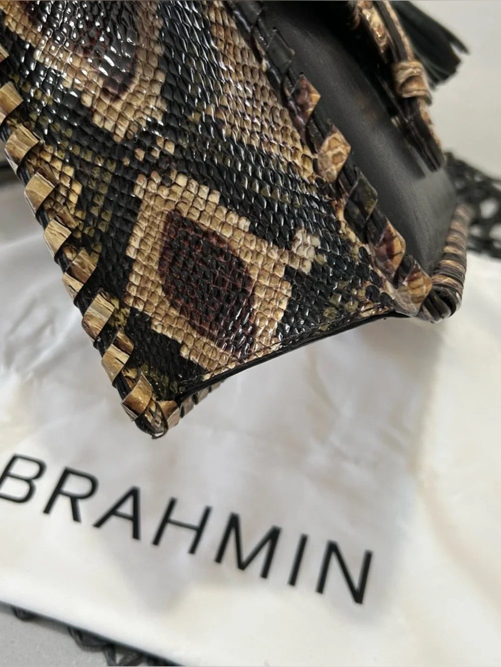 Brahmin Mini Francine Travertine Ballington Satchel Shoulder Crossbody Bag